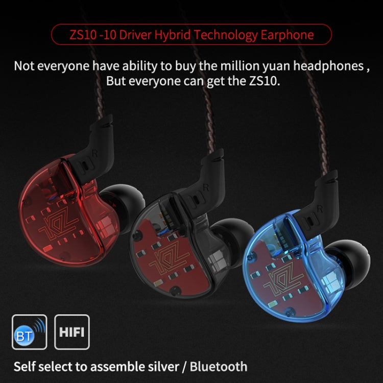 Écouteurs intra-auriculaires HiFi KZ AS10 à dix unités, sans microphone